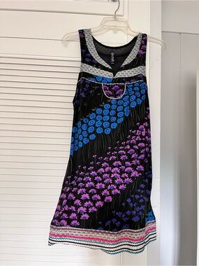 Free People Black Sleeveless Dress with Blue & Purple Accents